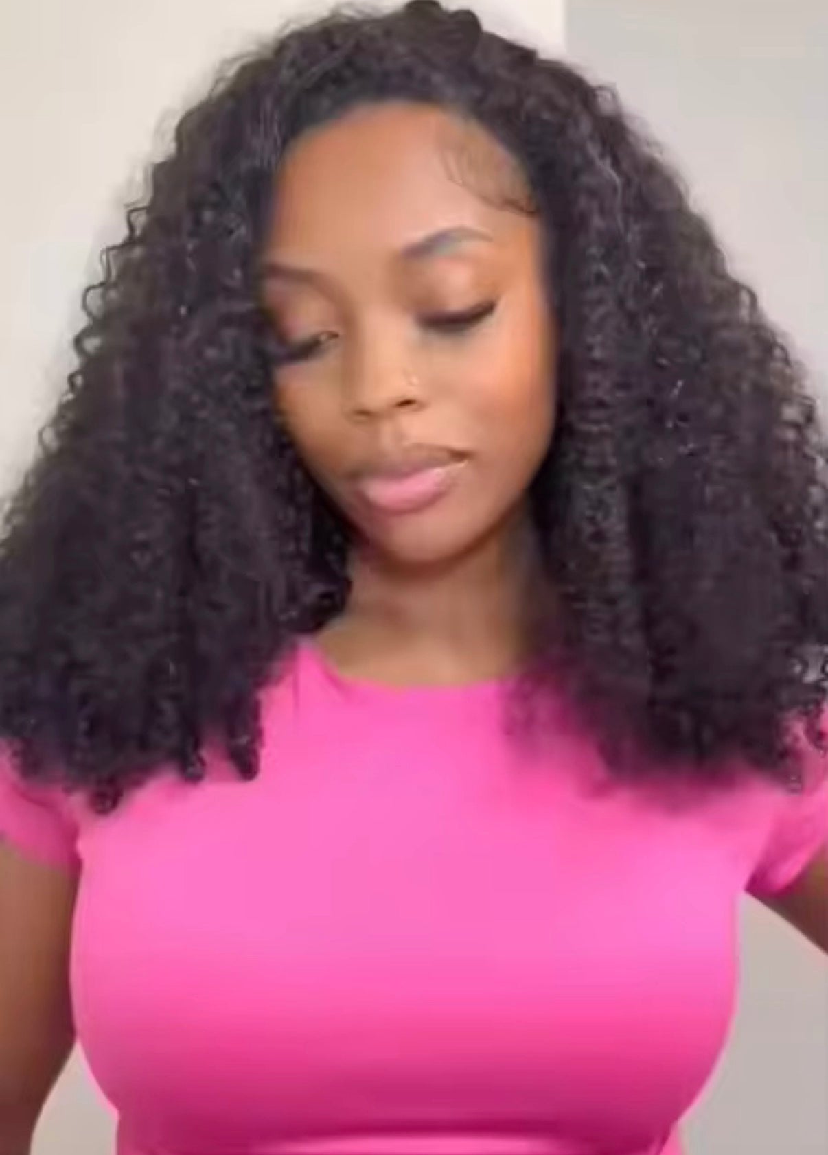 Kinky Curly Half Wig Human Hair Seamless jerry Curly 3 In 1 Half Wig  Glueless-Heandband Clip In Wig No Sew In Black Color